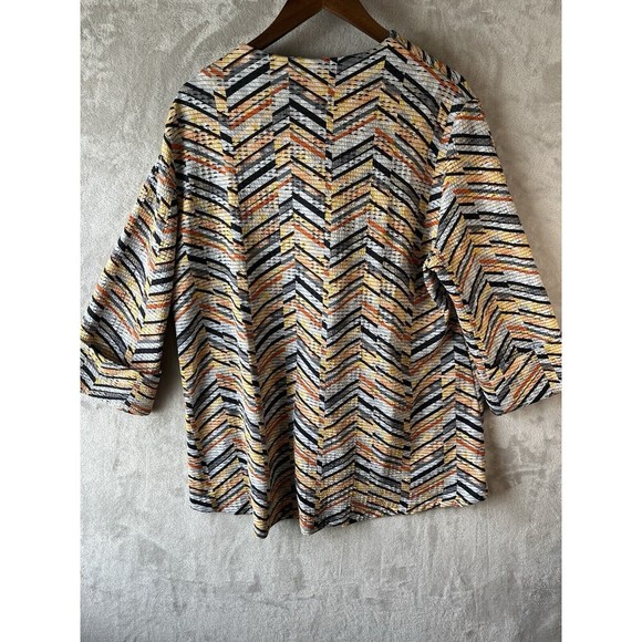 Joseph Ribkoff Jacket Women's 14 Retro Mod‎ Chevron Striped Artsy Layering - Picture 3 of 6